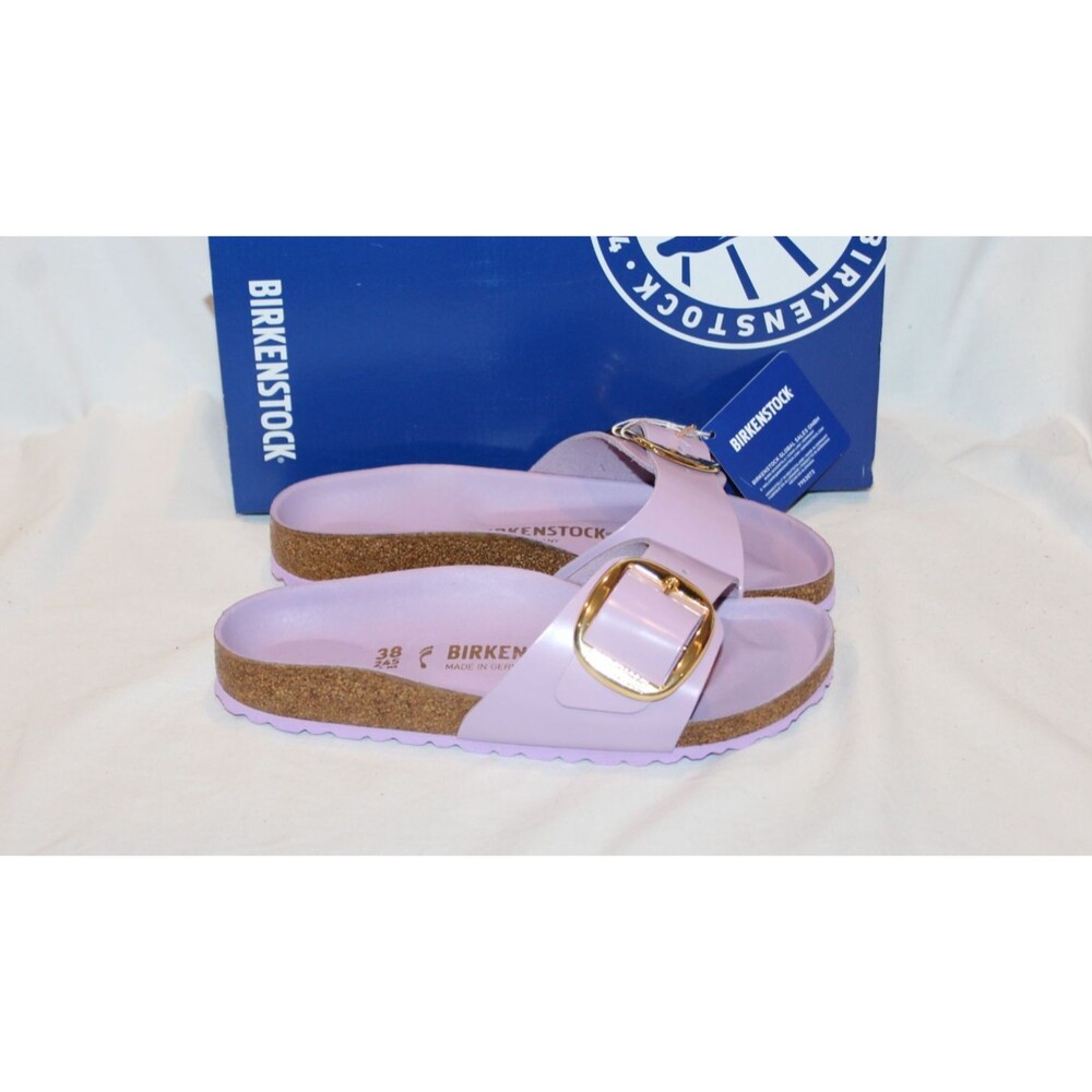 Birkenstock Women Madrid Big Buckle Leather High Shine Sandals Crocus EU 39 NAR
